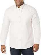 Amazon Essentials Men's Slim-Fit Long-Sleeve Stretch Oxford Cloth Shirt with Pocket, Collared, Pale Pink, X-Small
