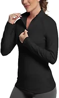 GGOV Golf Shirts for Woman UPF 50+ Sun Protection Quick Dry Lightweight Long Sleeve Polo Shirts for Woman Rash Guard Black