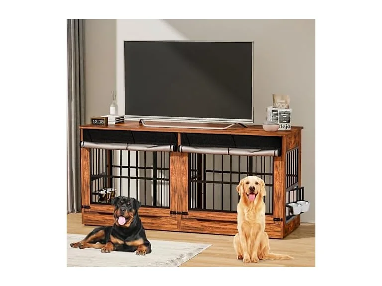 78" Double Dog Crate Furniture with Divider