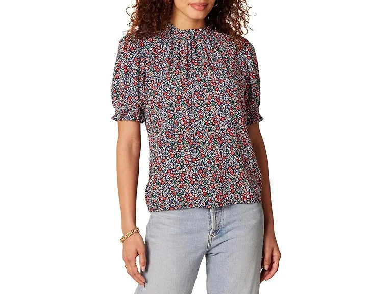 Amazon Essentials Women's Ruffle Shirt Navy