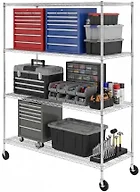 SafeRacks WS-602472-ZW4 4-Tier Wire Rack w/Wheels 24x6