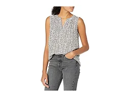 Amazon Essentials Women's Relaxed Fit Sleeveless V-Neck Woven Shirt, Mini Leopard, X-Large