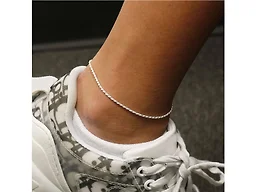 Italian 925 Sterling Silver 9 Inch Classic Rope Anklet