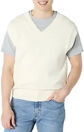 Amazon Essentials Men's Relaxed-Fit V-Neck Sweater Vest, Pullover, Ivory, Medium