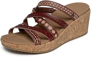 Skechers Women's ARCH FIT BEVERLEE 2.0 - TIGGER POSSE, Strappy embroidered Slide, Chocolate, 10M