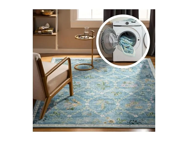 Haven Floral Trellis Machine Washable Area Rug, 6x9