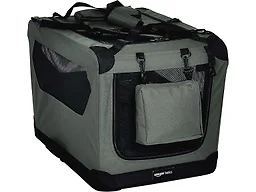 Amazon Basics Portable Folding Soft Pet Dog Crate Carrier Kennel for Large Dogs, Easy to Clean, 36 x 24 x 24 inches, Grey