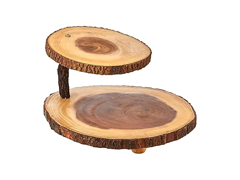 Lipper International Acacia 2-Tier Tree Bark Server 
