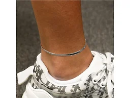 Italian Sterling Silver 9" Herringbone Anklet