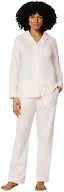 Amazon Essentials Women's Cotton Stretch Poplin Pajama Set, Long Sleeve Button-Down Shirt with Pants, Pale Pink, Medium
