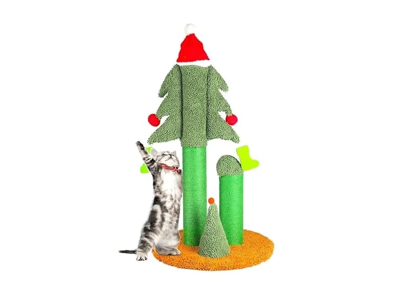 FluffyDream 32” Cat Scratching Post, Tall Christmas Tree