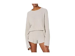 The Drop Women's Alice Crewneck Back Slit Ribbed Pullover Sweater, Porpoise, XXS