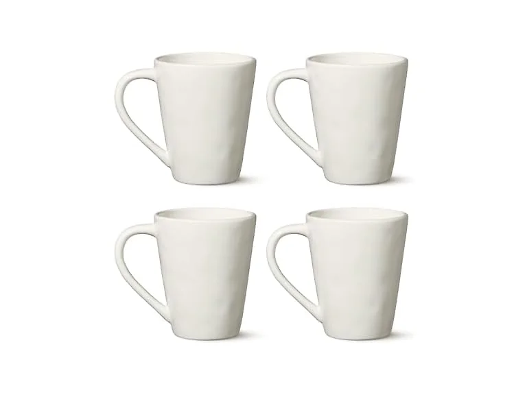 Linen Cream 14 oz Stoneware Mugs Set of 4 