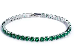 Saffron LGR-33-008B CZ Stone Tennis Bracelet Green