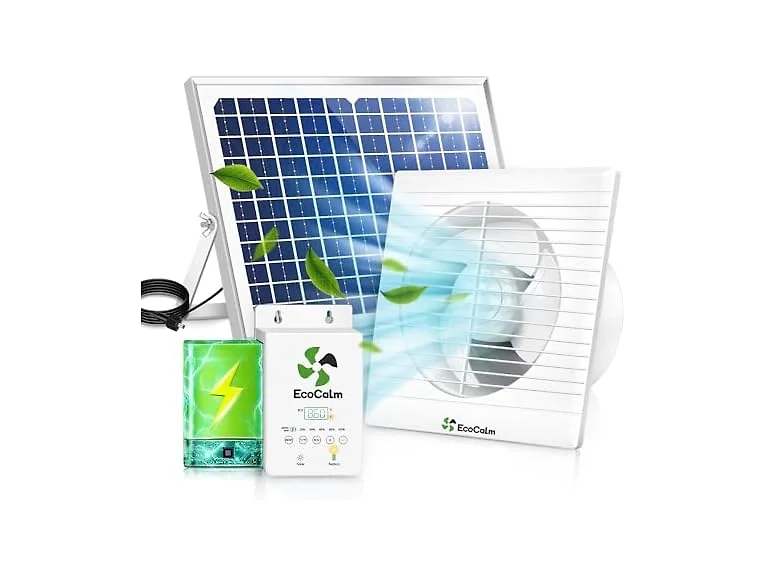 ecoCalm Solar Fan 8" with Adjustable Thermostat