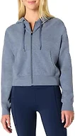 Amazon Essentials Women's Athletic Soft Performance Lightweight Cropped Zip Up Workout Hoodie, Space Dye Slate, X-Small