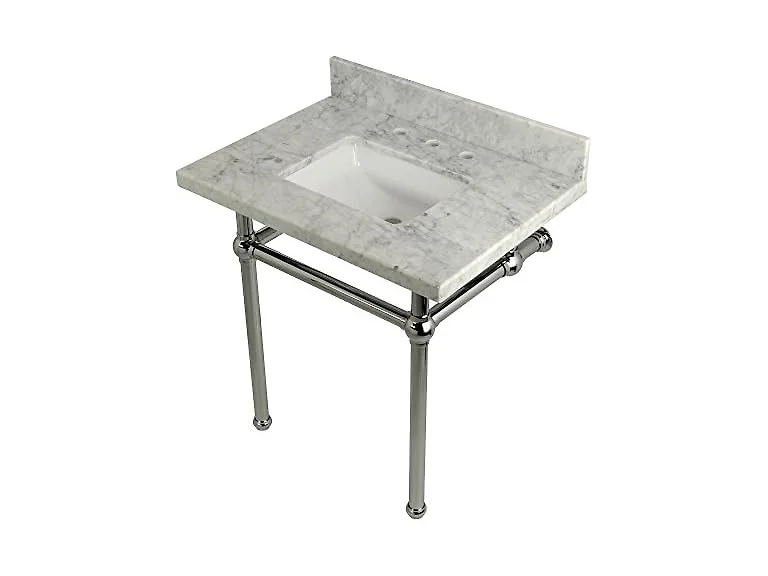 Kingston Brass Top, Carrara Marble White/Polished Chrome