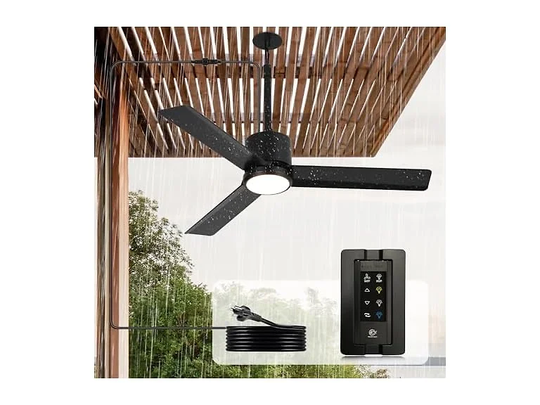 Parrot Uncle F5001BK 42" Outdoor Ceiling Fan, Black