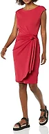 Amazon Essentials Women's Cap Sleeve Bateau Neck Wrap Dress, Raspberry Red, Small
