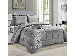 Luxury Home 8PC EMB BEDBAG-GRA-K King Down Alterna