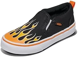 Vans Kids' Asher Slip-On Shoe, Flame Black, 13.5