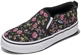 Vans Kids' Asher Slip-On Shoe, Dark Floral Black, 12.5