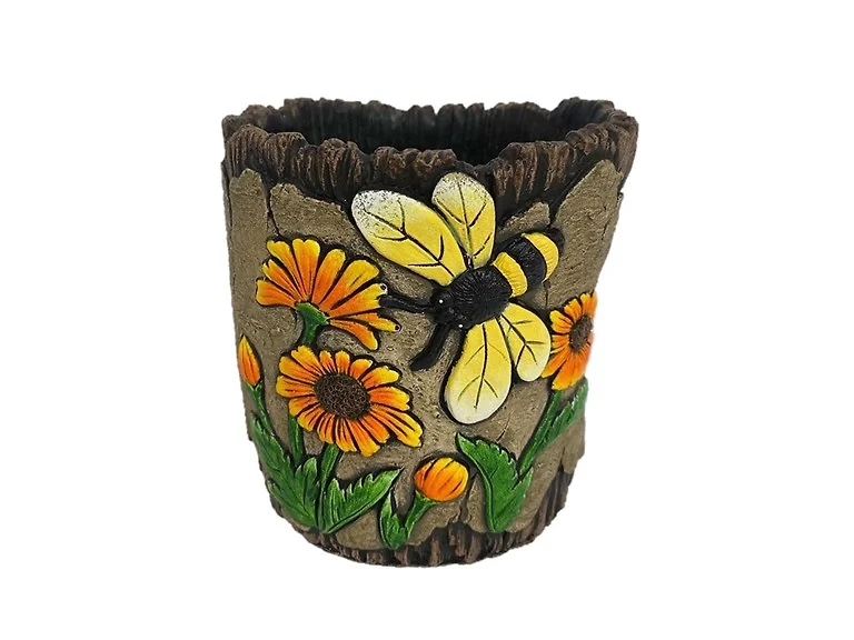 6" Cement Daisy Planter