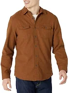 Amazon Essentials Men's Slim-Fit Flannel Long-Sleeve Button Down Shirt, Two-Pocket, 100% Cotton, Plaid, Toffee Brown, X-Small