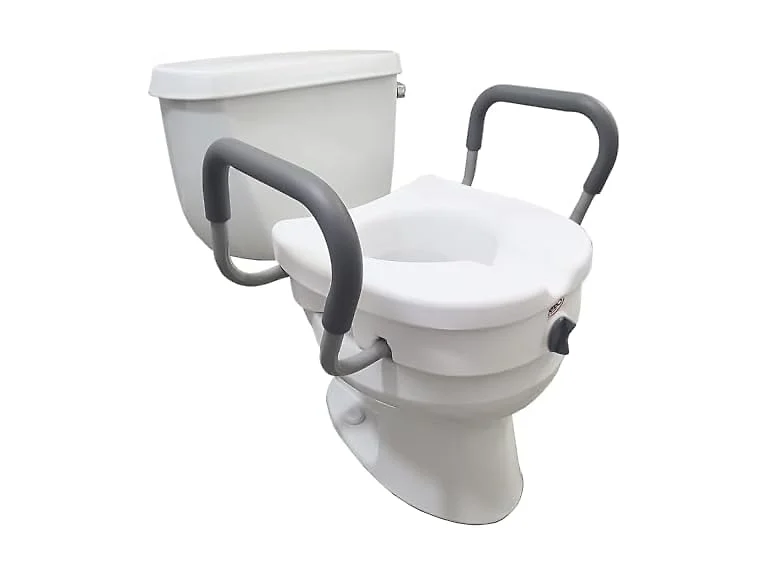 Carex EZ Lock Raised Toilet Seat with Handles 5 in