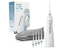 Aquasonic Aqua Flosser - Professional Rechargeable Water Flosser with 4 Tips - Oral Irrigator w/ 3 Modes - Portable & Cordless Flosser