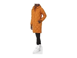 Amazon Essentials Women's Puffer Jacket, Heavyweight Diamond Quilted Knee Length Winter Coat, Tan, X-Small