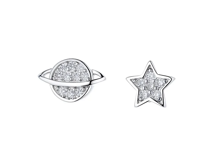 Star and Planet Crystal Stud Earrings