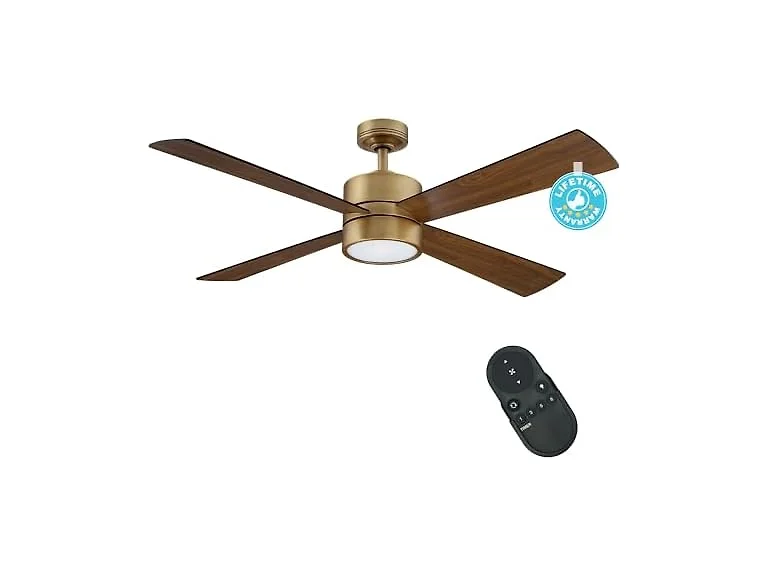 Parrot Uncle 52" Ceiling Fan with Lights & Remote Brass