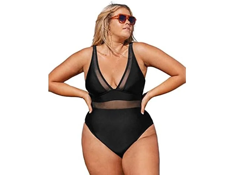 CUPSHE One Piece Plus Size Mesh Swimsuit