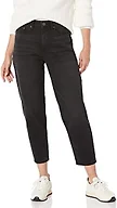 Amazon Essentials Women's High-Rise Relaxed Leg Tapered Ankle Jeans - Discontinued Colors, Washed Black, 12