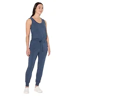 Amazon Essentials Women's Studio Terry Fleece Jumpsuit, Stretchy Drawstring Lounge (Available in Plus Size), Navy Heather, Medium