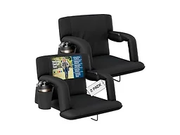 Alpcour APC-RSSABK-D-2P 21" Wide Alpcour 2PK Premium Reclining Stadium Seat w/ Armrests Black