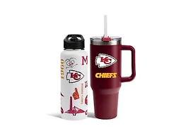 The Memory Company Officially Licensed 34oz Team Spirit Water Bottle and 46oz Game Day Tumbler with Straw Set, Kansas City Chiefs