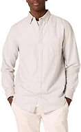 Amazon Essentials Men's Slim-Fit Long-Sleeve Stretch Oxford Cloth Shirt with Pocket, Collared, Light Grey, X-Large
