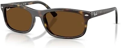Ray-Ban RB2224 710/57 57 57-20-145 Ray-Ban RB2224 Rectangle Sunglasses  HAVANA/Brown Polarized 