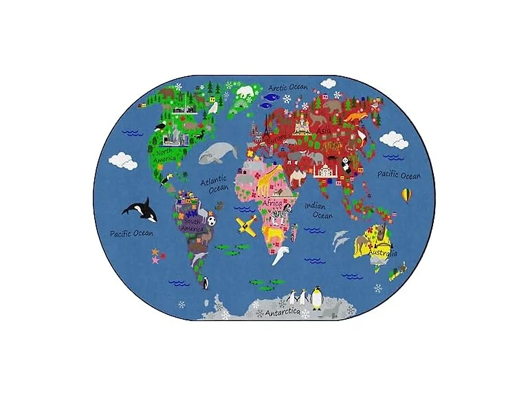 Flagship Carpets World Traveler Classroom Educational Area Rug