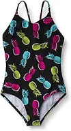 Kanu Surf Girls' Daisy Beach Sport 1-Piece Swimsuit, Aloha Black, 12