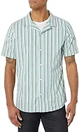 Amazon Essentials Men's Vacation Cotton Button-Down Short Sleeve Resort Shirt, Multicolor Stripe, Small
