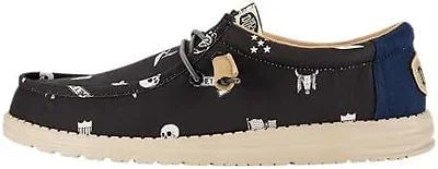 Hey Dude Mens Shoes, Wally Stars N Skulls Print, Black, 47