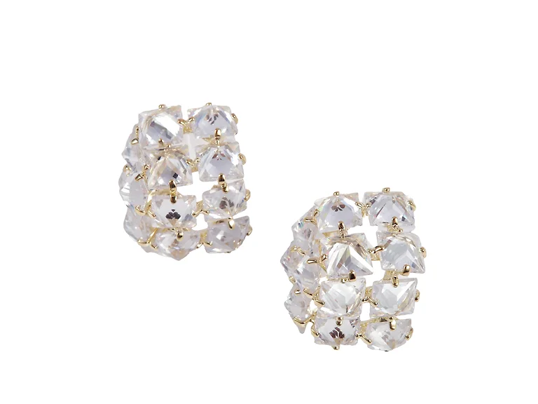 18K Gold Cluster CZ Stud Earrings