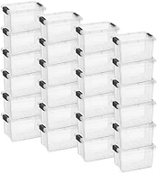 Superio Mini Storage Container Plastic Crayon Box Art Supplies and Sewing Case Stackable Clear Small Organizer for Beads, Stationery, Chalk, and Food, 1.4 Quart, 24 Pack
