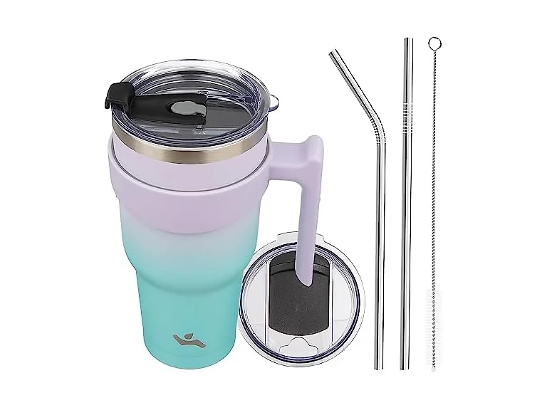 Konokyo 40 oz Tumbler with Handle and Straw Lavender 