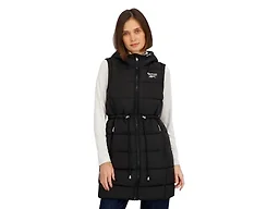 Reebok Womens Long Puffer Vest with Hood, Black, M