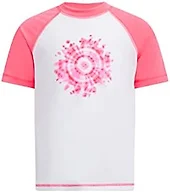 Kanu Surf Girls' Karlie UPF 50+ Sun Protective Rashguard Swim Shirt, Groovy White/Pink, 12