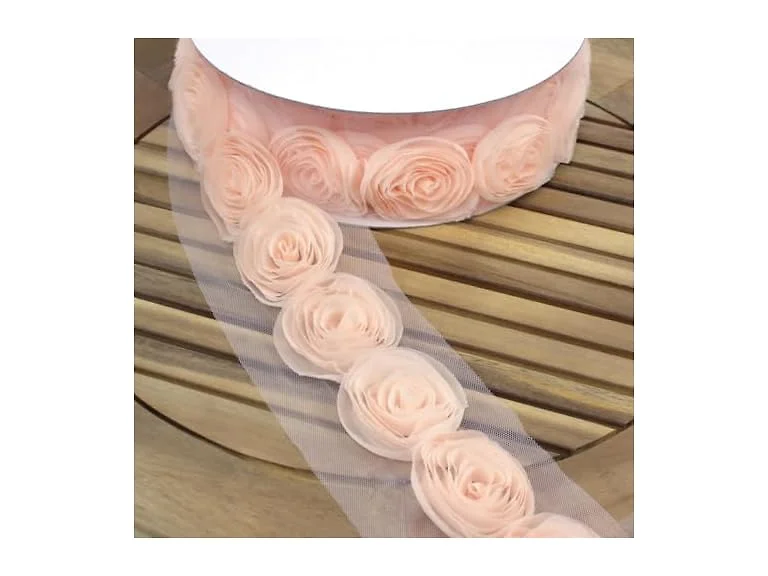 LUV Ribbon White 2 3/4" Inch Blooming lace Flower Ribbon